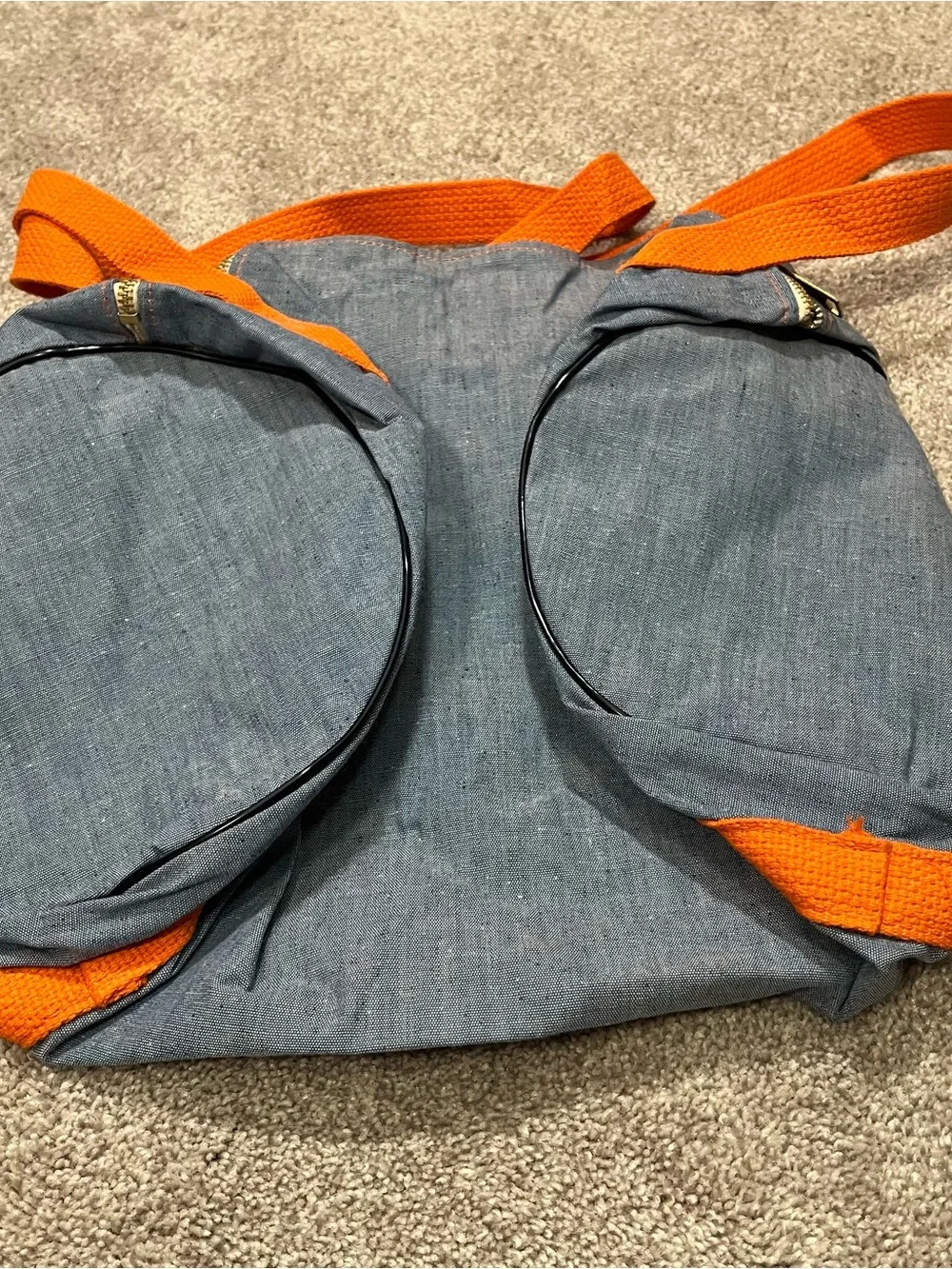 Vintage Pringles Duffle Adult Denim Zippered Shoulder Bag Mustache Logo Promo